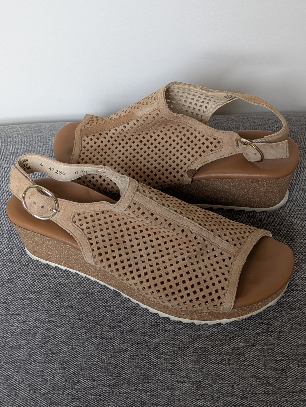Paul Green Cleo Wedge Super Soft Slingback Sandal Space Nubuck Tan Size 6 - Picture 12 of 14
